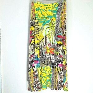 Sharon Young Skirt maxi stretch palm tree floral tropical print Beach Resortwear